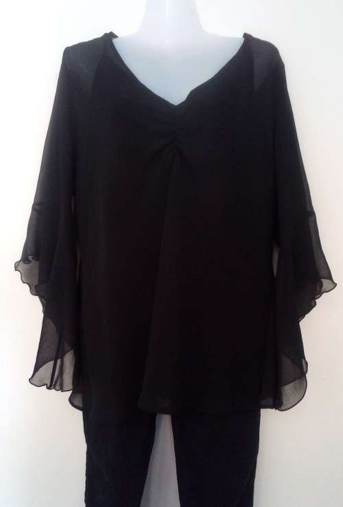 Black Dress Top with matching Camisole Top Size Large