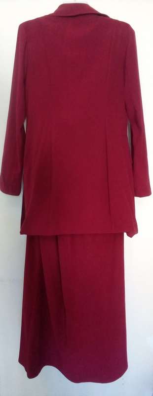 Maroon Suede Feel Skirt Suit  by Truworths Size 38