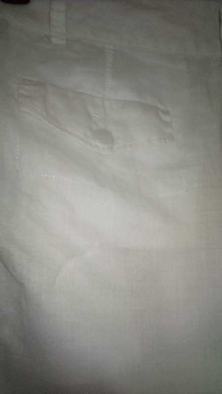 White Straight Leg Linen Trousers Size 14
