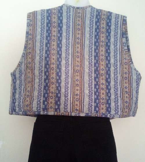 Blue Warm Quilted Waistcoat made in Italy Size Large Boho, Hippy