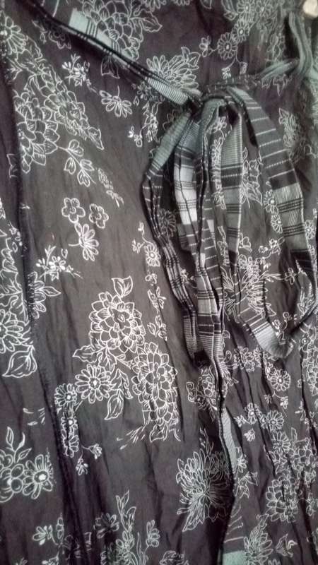 Black Skirt with Flower and Stripe Print Size Large