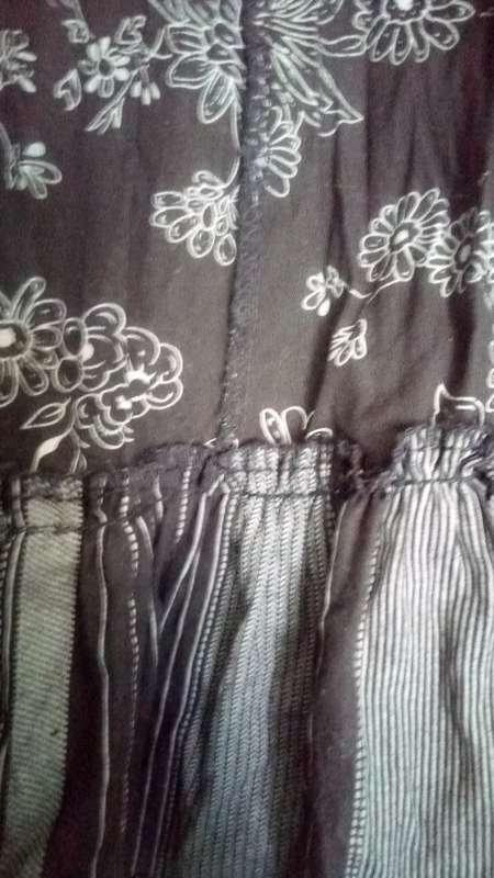 Black Skirt with Flower and Stripe Print Size Large