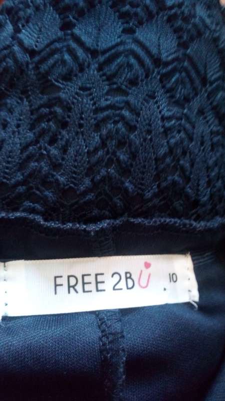 Navy Blue Lace Gypsy Top by Free 2BU Size 10