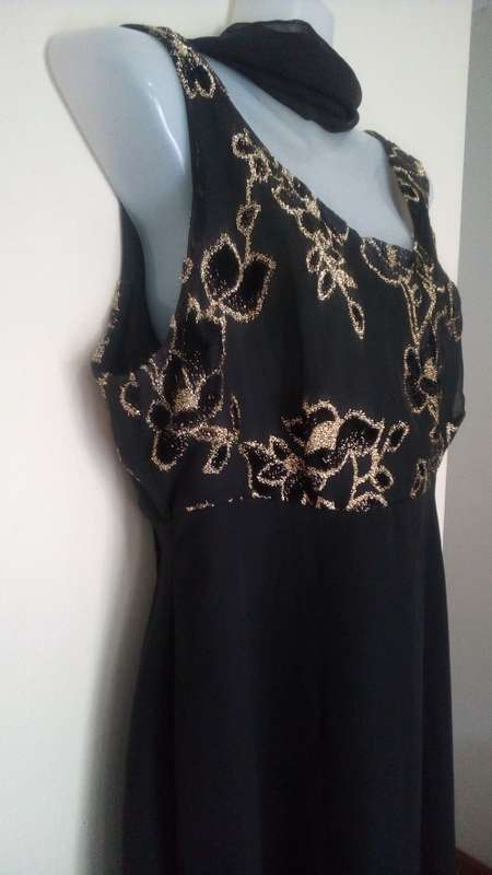 Lovely Black and Gold Evening Dress by Kelso Size 12