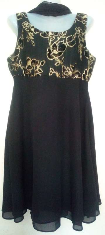 Lovely Black and Gold Evening Dress by Kelso Size 12