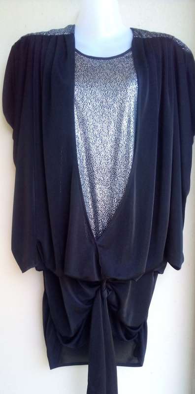 Dramatic Black And Silver Evening Dress/ Top by Foschini Size 12