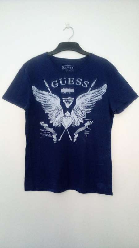 Mens Blue T shirt by Guess, Size Medium