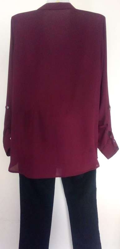 Womens Classy Smart Shirt in Burgundy by David Jones Size 12