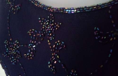 Womens Navy Party Dress with Beaded Flowers by Dorothy Perkins UK, Size 10