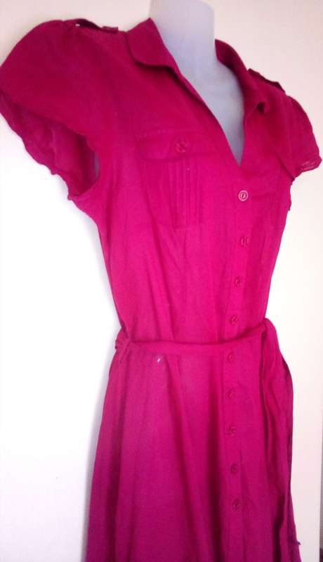 Cerise Pink Shirt Dress by Warehouse Size 12