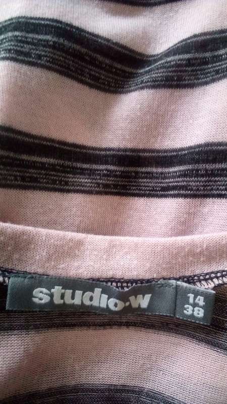 Pink and Black Long Sleeve  V Neck T shirt by Woolworths Studion Size 14