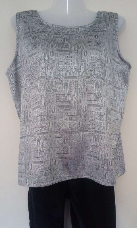 Silver Grey  Silk Top evening Out, Special Occasion,  Party,  Size Large