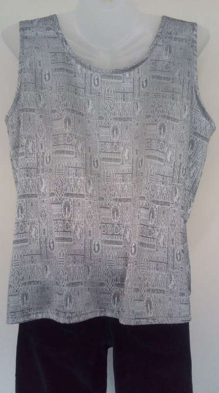 Silver Grey  Silk Top evening Out, Special Occasion,  Party,  Size Large