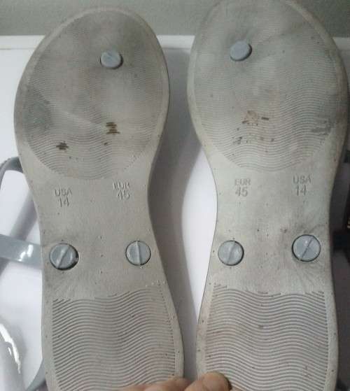 Grey striped Thong  T strap Sandals with diamante detail by Real Clothing size 8