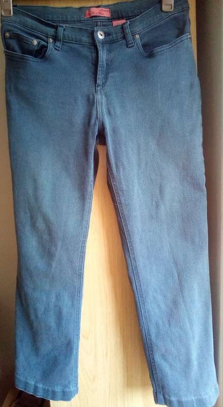 Stretch Jeans Faded Petrol Blue, Capri length Size 10