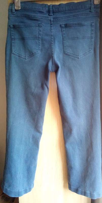 Stretch Jeans Faded Petrol Blue, Capri length Size 10