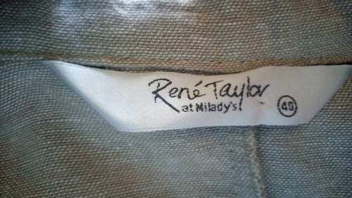 Lovely Beige Linen Mix Short Sleeve Jacket by Rene Taylor at Miladys size 40