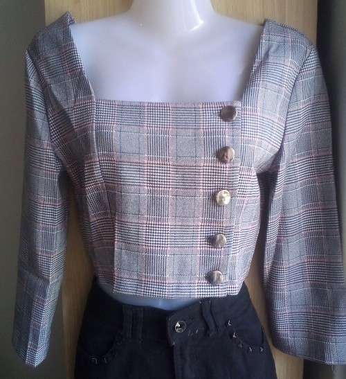 Fitted Long sleeve Tweed Crop Top, / Jacket  Size Small. *NEW
