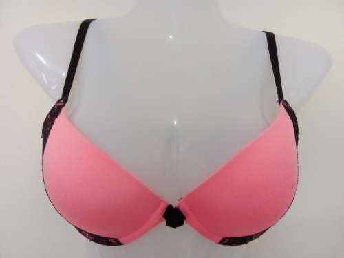 Push up Padded Bra, Coral with Black Lace by H and m Size 36B