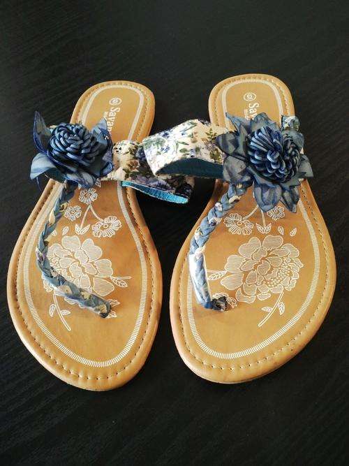 Blue Flowered Sandals  By Savannah Sise 6