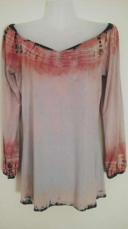 Hippy Chic! Pink Long Sleeved Tie Died Top Size Medium
