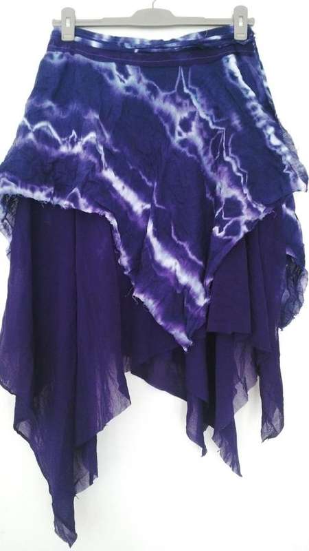 Purple Tie Dye Wrap around Hippie skirt medium length by Freedom