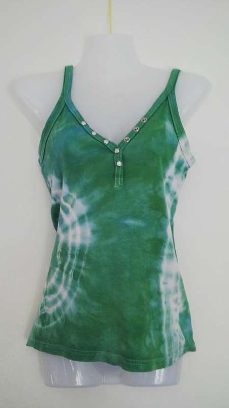 Green Tie Dye Hippy Vest  with cool metal poppers Size Small