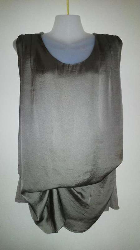 Beautiful Beige sleeveless top with draped satin front Size Medium