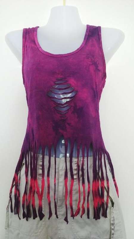 New!!! For Summer.... Purple with pink tassels tie dyed and customized by Freedom Size Small