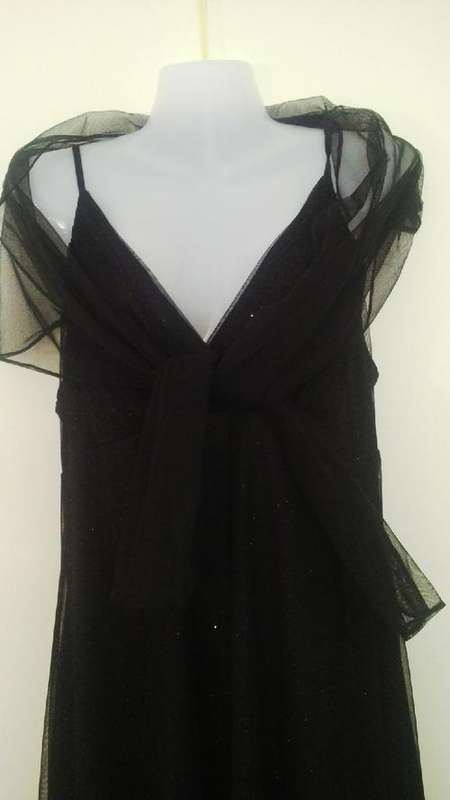 Gorgeous Black Sparkly Evening Dress with matching scarf by Kelso Size 14/38