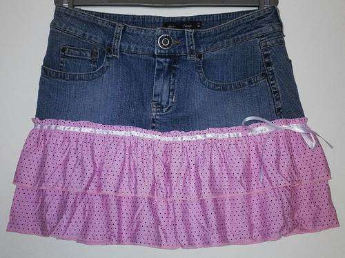 Denim and Pink Polkadot skirt by Sissy Boy Size 10