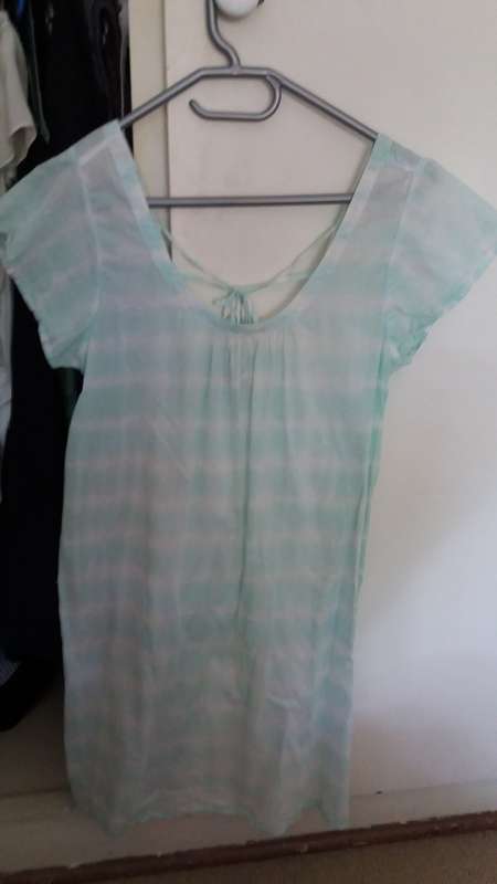 Ladies Poetry summer cotton dress aqua and white size small