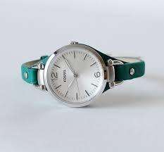 Fossil Genuine leather teal colour strap Georgia model