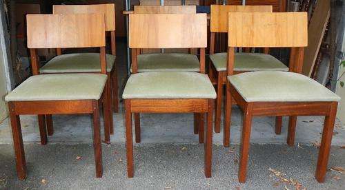 Retro Sapele & green dining chairs (Bid per chair to take all 6) Please read shipping instructions