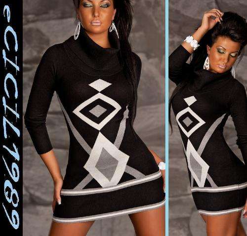 STUNNING LONG PULL JUMPER knitted MINI DRESS with CASHMERE size 10/12