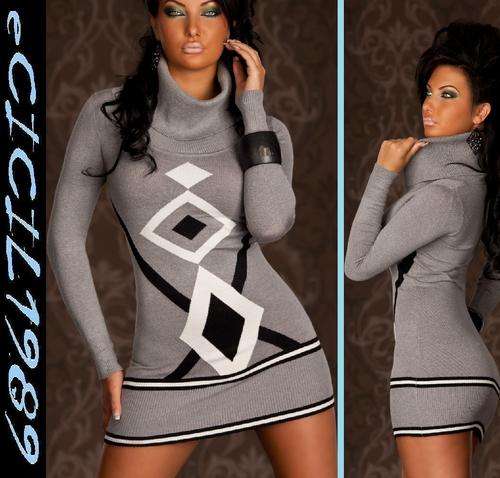STUNNING LONG PULL JUMPER knitted MINI DRESS with CASHMERE size 10/12