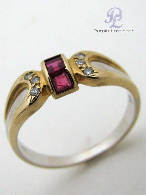 Dress Ring _ Solid 14ct White / Yellow Gold _ Diamond _ Precious Gems