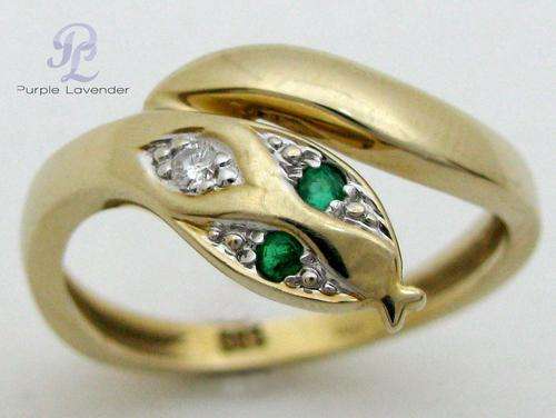 Snake Ring _ Solid 14ct Yellow Gold _ Diamond