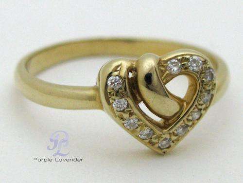 Valentine _ Heart Knot of love  _  Solid 14ct Yellow Gold Ring _ Diamond