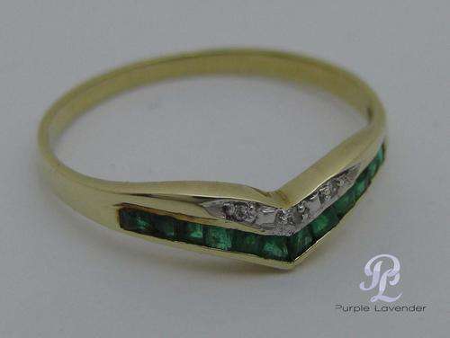 Solid 14ct Yellow Gold Wish Bone Ring with Gems stones Diamond _ For Nadia27
