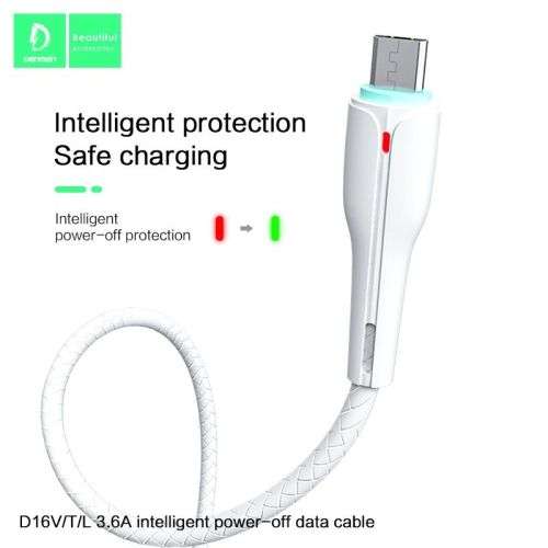 Denmen fast charging Micro USB M to USB (3.6A) 1m Cable - White