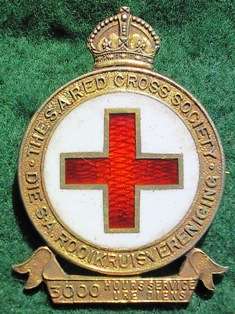 The SA Red Cross Society 3000 Hours Service Silver Lapel Badge
