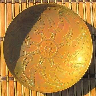 Old Brass Motif Ashtray - 128mm diameter