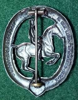 Ww2 German Horse Riders Badge in Silver - Reiterabzeichen by Cnr. Lauer