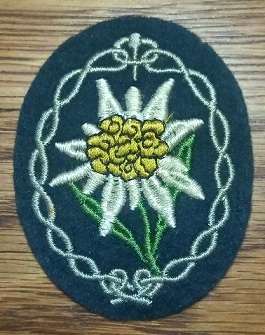 WW2 German Army Gebirgsjager Edelweiss Sleeve Badge - Wool type