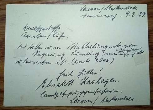 WW2 German WHW Der Deutshes Volkes Nov 1938-39 Postcard