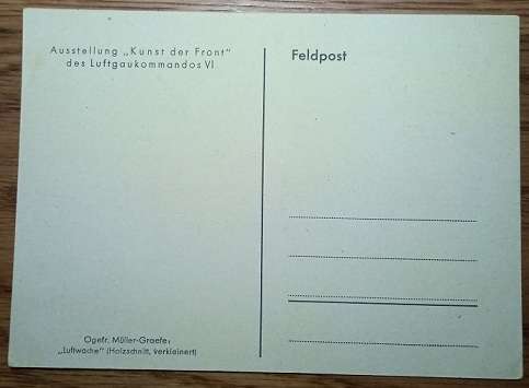 WW2 German Kunst der Front Feldpost Postcard - Luftwache