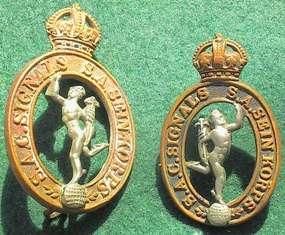 SA Corps of Signals b/m Cap & Collar Badge - WW2