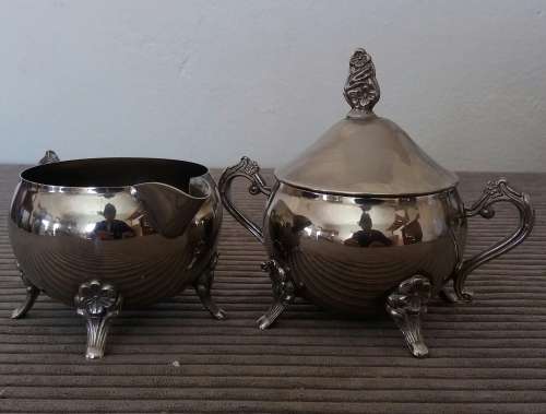 BEAUTIFUL SILVER PLATED MILK AND SUGAR BOWL