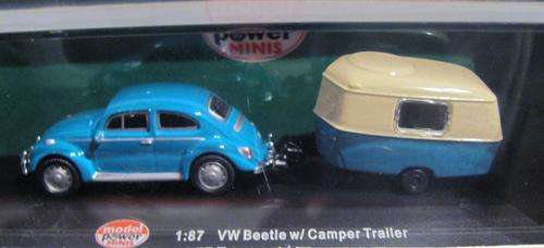 Model Power 1:87 " Volkswagen Beetle with Camper Trailer "